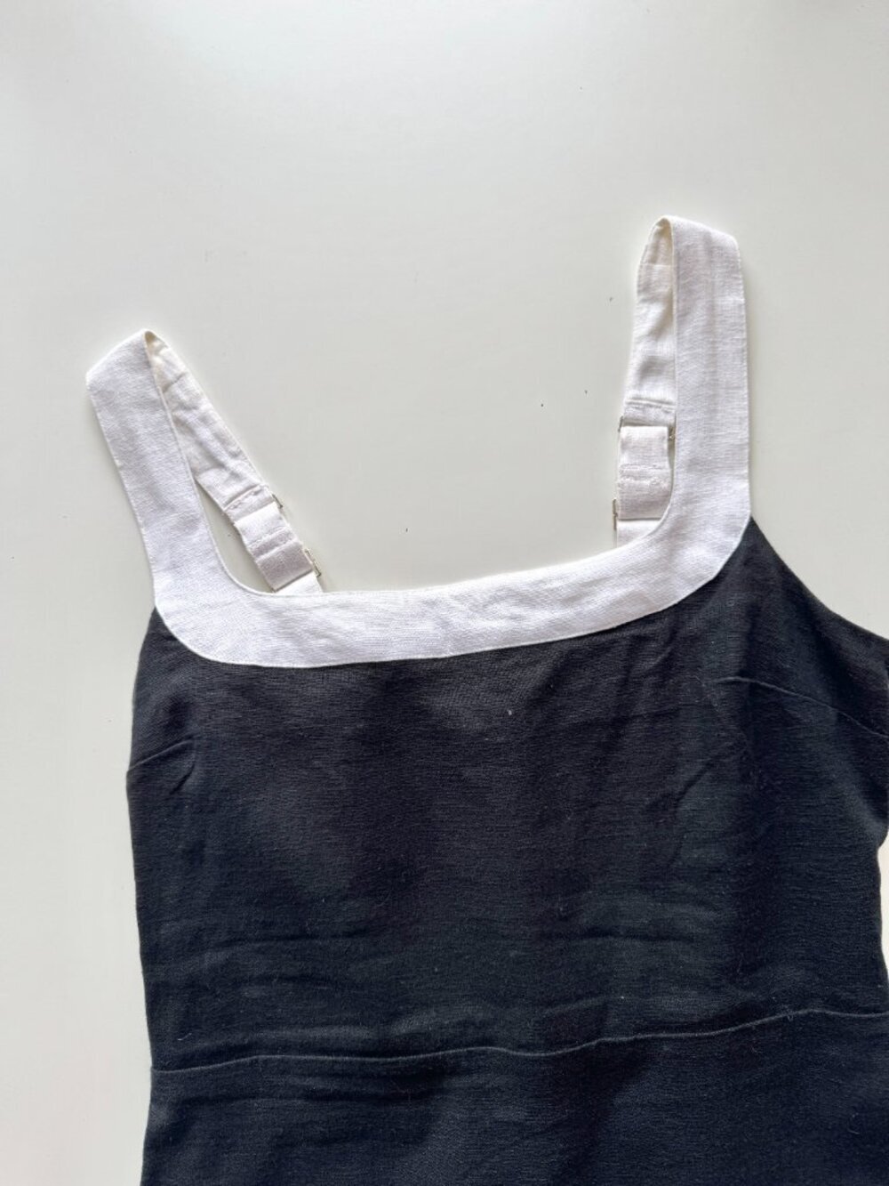 ABERCROMBIE & FITCH Black White Linen Cotton Blend Wide Strap Mini Dress, Size M - Picture 5 of 12